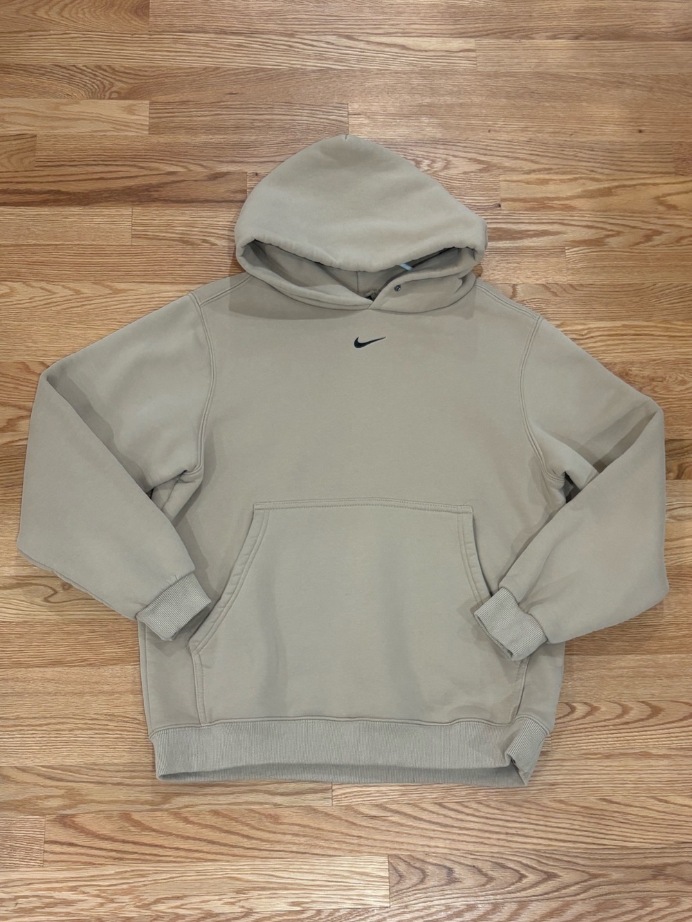 Nike Center Swoosh Vintage Tan Brown Hoodie Hooded Sweatshirt Mens Size Large